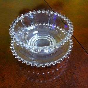 VINTAGE IMPERIAL CANDLEWICK GLASS BOWL &  DISH BUBBLE EDGE